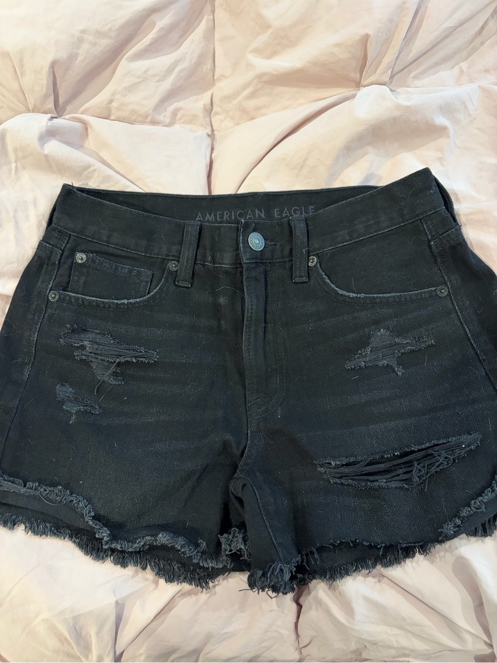 American Eagle Outfitters Black Distressed Jean Shorts